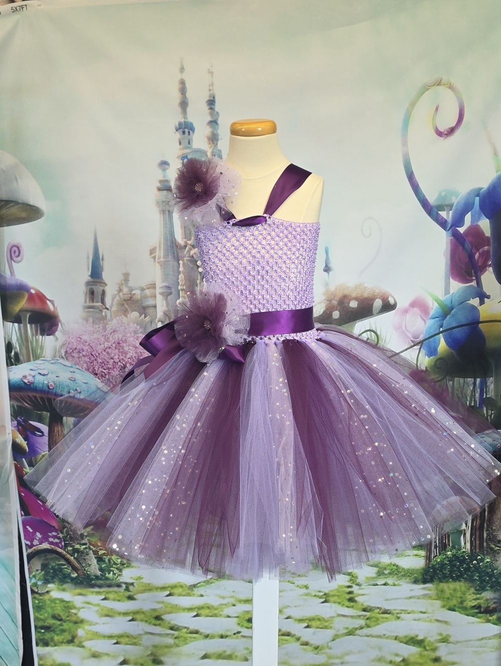 Lilac/Plum Sequin Tulle Tutu Girl's Dress